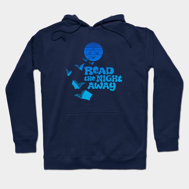 Read the Night Away - Retro Blue Hoodie by Jitterfly